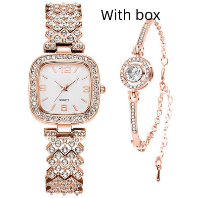 Reloj Cuadrado Pequeño de Diamantes Completos para Mujer con Pulsera - Image 12