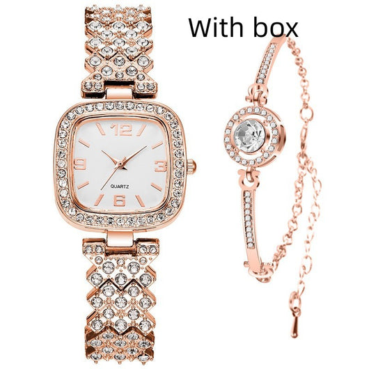 Reloj Cuadrado Pequeño de Diamantes Completos para Mujer con Pulsera - Image 12