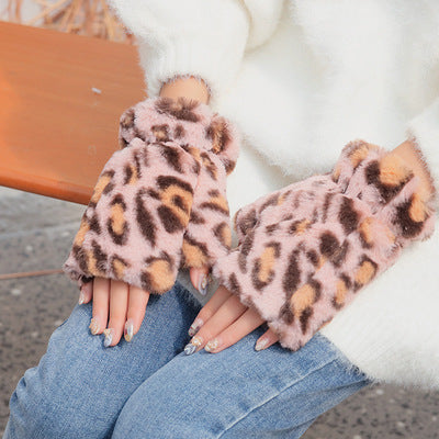 Guantes Mitones de Leopardo para Mujer - Polar Cálido sin Dedos - Image 2