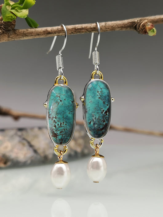 Aretes Vintage de Perla Turquesa - Image 7