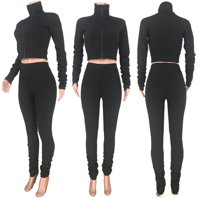 Conjunto de Dos Piezas Elegante con Cuello Alto y Pliegues Laterales para Mujer - Image 10