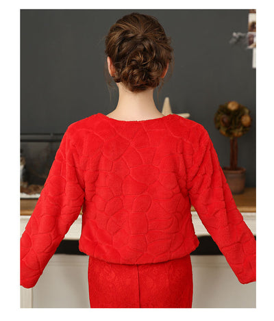 Chaqueta de Novia con Patrón de Fútbol y Mangas Largas Blanca - Image 15