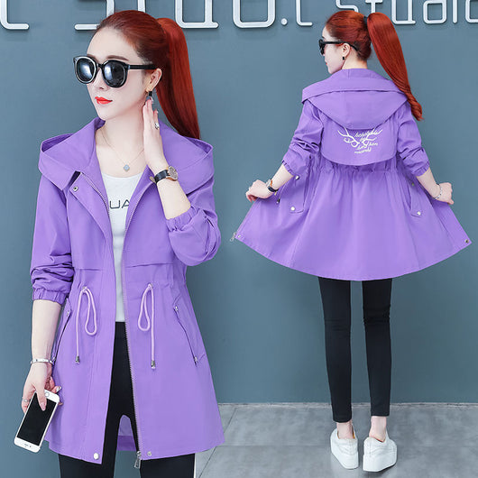 Cortavientos Elegante Estilo Coreano Largo Mujer - Chaqueta Otoño Entallada - Image 3