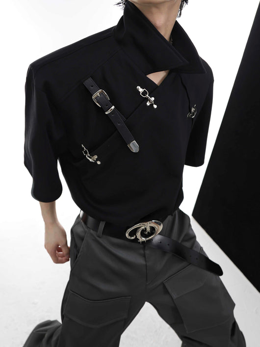 Remera Corta Acolchada con Hebilla de Diseño y Hombro Reforzado - Image 5