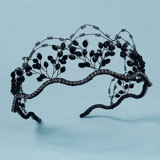 Diadema Nupcial con Cristales Facetados - Tocado de Novia Artesanal