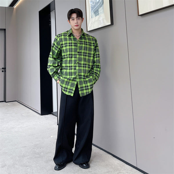 Camisa Tipo Jacket Cuadros Hombre Estilo Resort Holgada