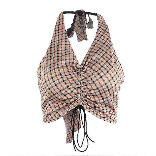 Top Halter Escotado con Cuadros y Cordones Ajustables - Image 13
