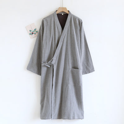 Bata Kimono de Algodón Puro para Hombre - Diseño Tradicional Japonés con Cordones - Image 7