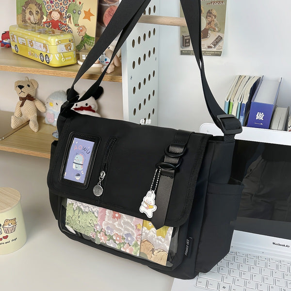Bolsa Crossbody de Lona Impermeable Ligera Multiuso Casual