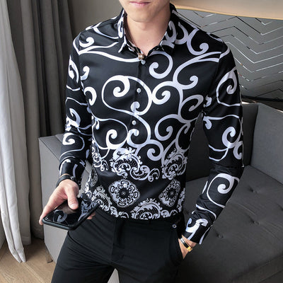 Camisa de Manga Larga Estampada Digital para Hombre - Talla Grande - Image 6