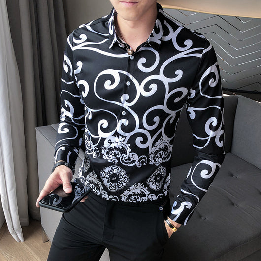 Camisa de Manga Larga Estampada Digital para Hombre - Talla Grande - Image 6