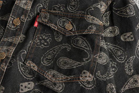 Camisa Denim Retro Lujo Suave con Patrón Paisley - Manga Larga Estilo Americano - Image 23