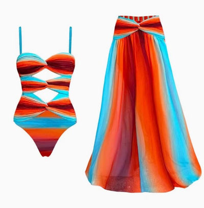 Traje de Baño Enterizo Reductor con Contraste de Colores - Image 12
