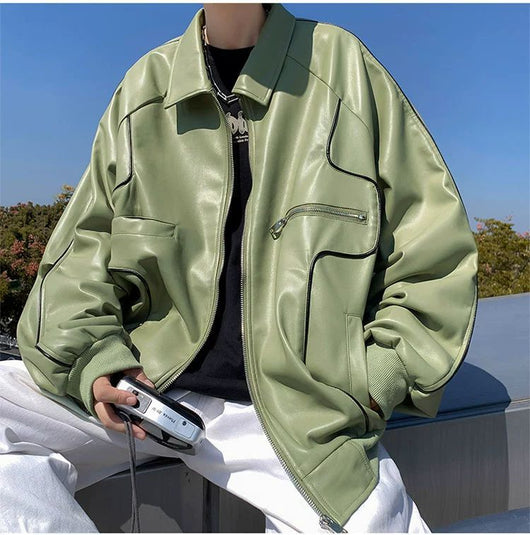 Abrigo de Cuero para Hombre Primavera y Otoño - Image 23
