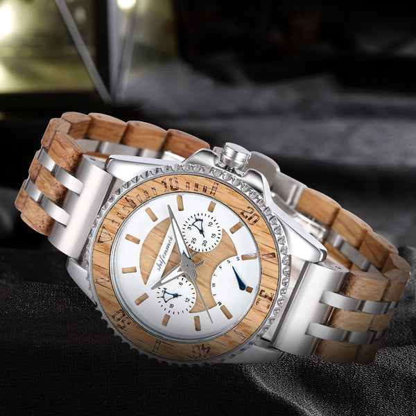 Reloj Deportivo para Hombre con Diseño de Madera y Mecanismo de Precisión
