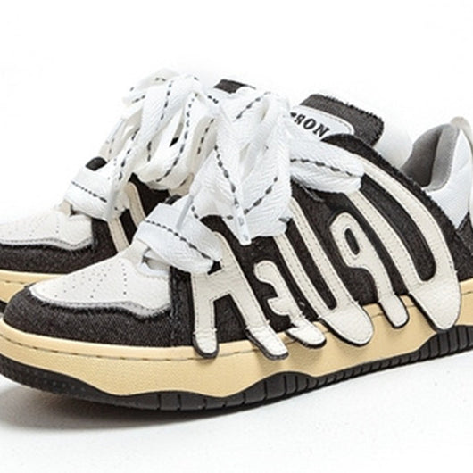 Tenis Retro Casual Unisex con Suela Gruesa y Detalles Alfabéticos - Image 4
