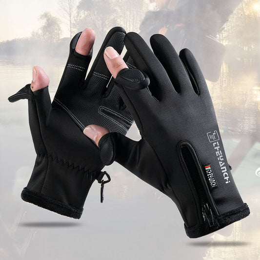 Guantes de Invierno Unisex con Dedos Abatibles, Táctiles e Impermeables para Ciclismo, Pesca y Esquí