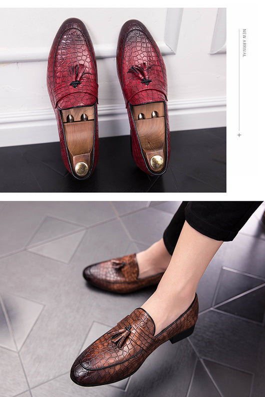 Zapatos de Cuero Elegantes Transpirables con Punta Afilada y Borlas para Hombre - Image 11