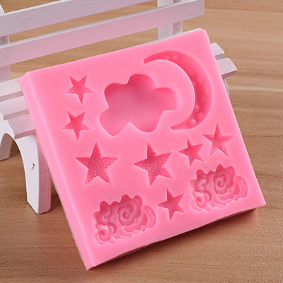Molde de Silicona para Fondant con Diseños de Nube, Luna y Estrella - Image 9