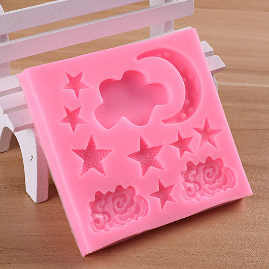 Molde de Silicona para Fondant con Diseños de Nube, Luna y Estrella - Image 9