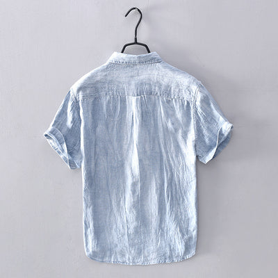 Camisa Lino Vintage Plisada con Estampa Chinoiserie para Hombre - Image 6