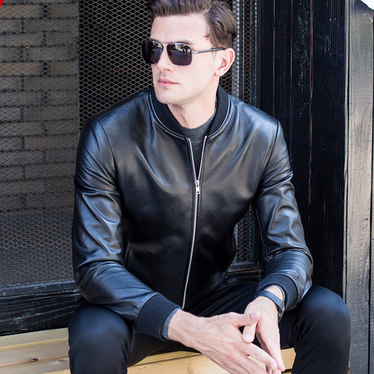 Chaqueta de Cuero para Hombre con Cuello Tipo Béisbol - Image 12