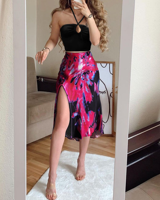Falda Midi Cintura Alta con Estampado de Lunares y Abertura Lateral - Image 11