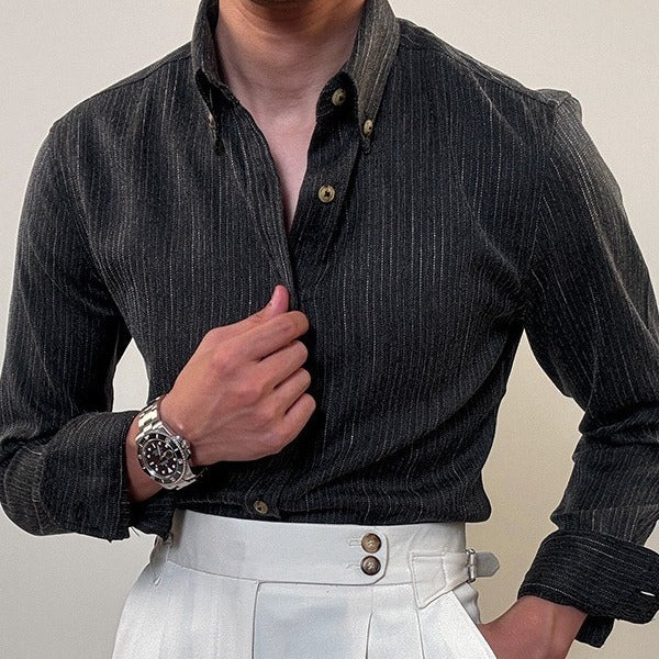 Camisa Ejecutiva de Manga Larga Estilo Británico para Hombre