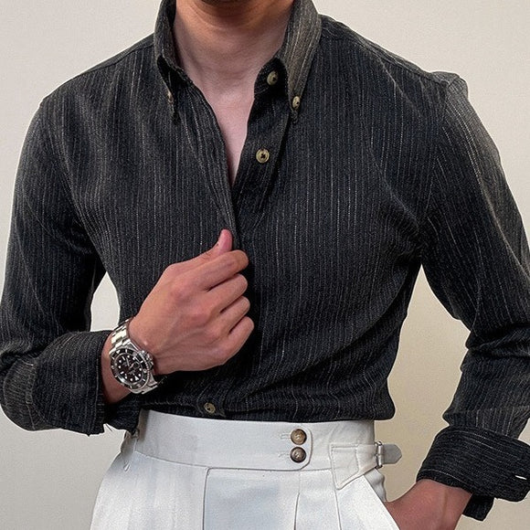 Camisa Ejecutiva de Manga Larga Estilo Británico para Hombre