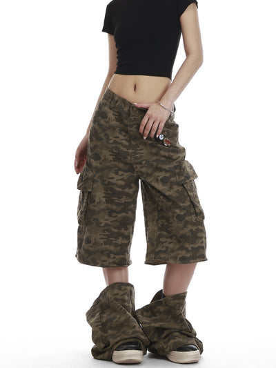 Pantalones Cargo Camuflaje Mujer Pierna Ancha Verano Convertibles - Image 10