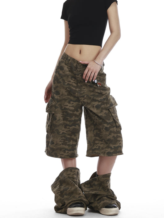 Pantalones Cargo Camuflaje Mujer Pierna Ancha Verano Convertibles - Image 10