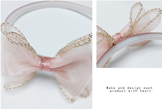 Diadema Infantil de Malla con Borde Dorado y Moño - Image 8