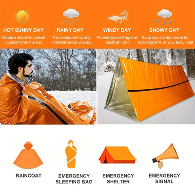 Saco de Emergencia Térmico Portátil - Manta Impermeable y Resistente al Viento para Camping - Image 7
