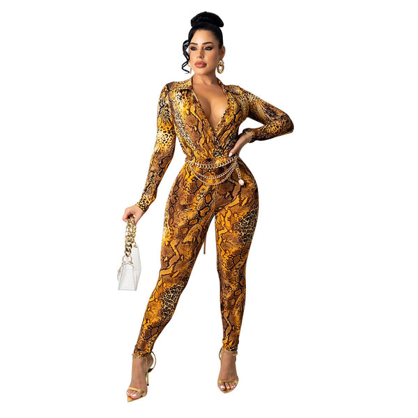 Jumpsuit Ajustado Estampado Serpiente Manga Larga - Image 7
