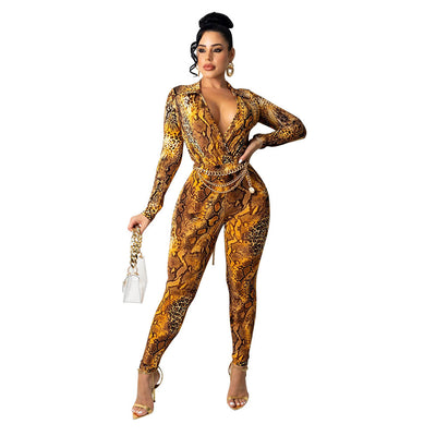 Jumpsuit Ajustado Estampado Serpiente Manga Larga - Image 7