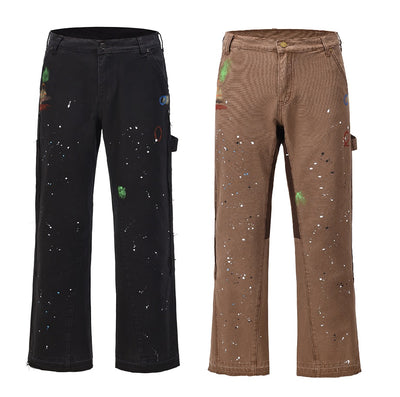 Jeans de Trabajo Micro-Acampanados con Detalles Grafiti Salpicado - Image 11