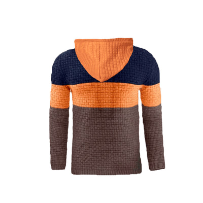 Sudadera con Capucha Jacquard para Hombre - Abrigo Cálido en Tonos Tierra - Image 8
