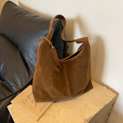 Bolso de Hombro de Ante Vintage con Costuras para Mujer - Image 3