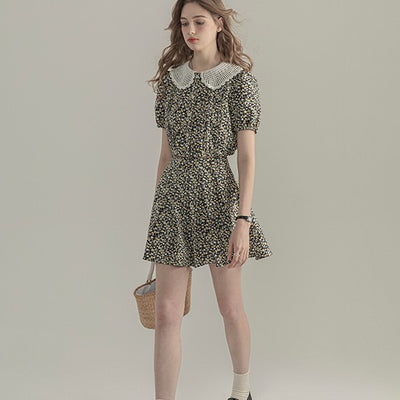 Blusa Floral con Mangas Abullonadas para Mujer