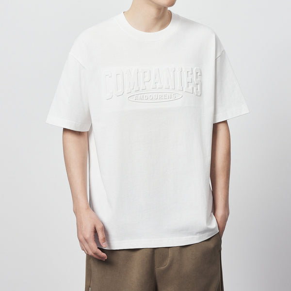 Camiseta Suelta de Algodón con Estampado de Letras y Cuello Redondo