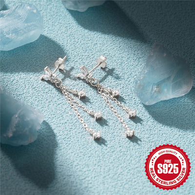Aretes de Plata 925 con Mariposa, Borla y Diamantes - Image 9
