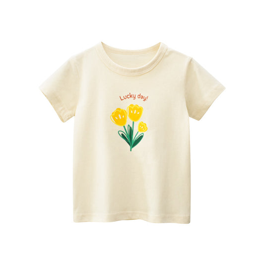 Playera Infantil con Estampado Floral de Manga Corta - Image 6