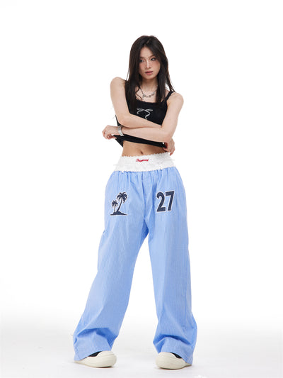 Pantalones Rectos Anchos con Rayas Verticales Bordadas - Efecto Adelgazante - Image 28