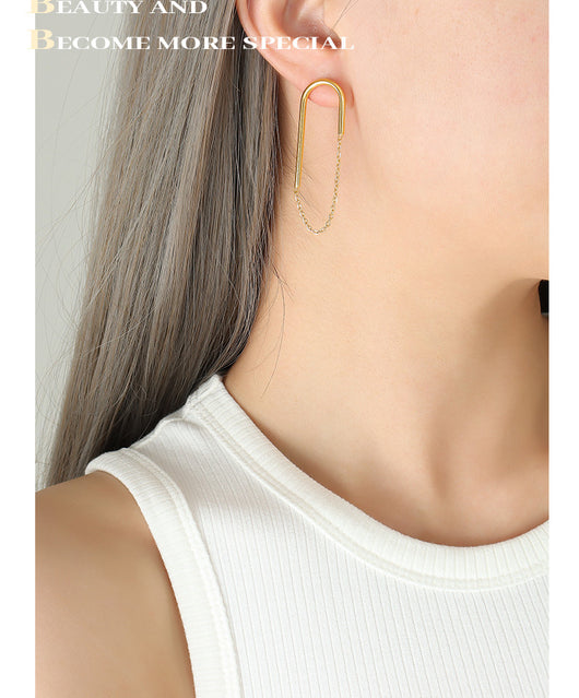Aretes Cadena Estilo Europeo Americano en Forma de U - Image 10