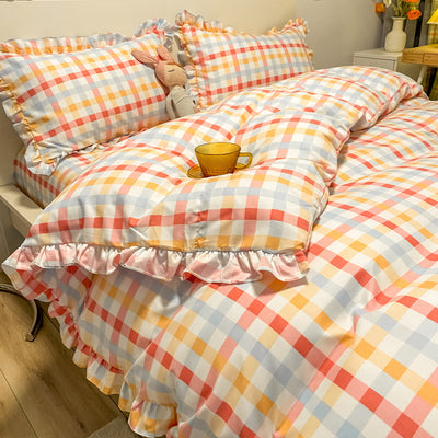 Juego de Cama Princesa de Tres Piezas con Motivo de Corazones para Niñas