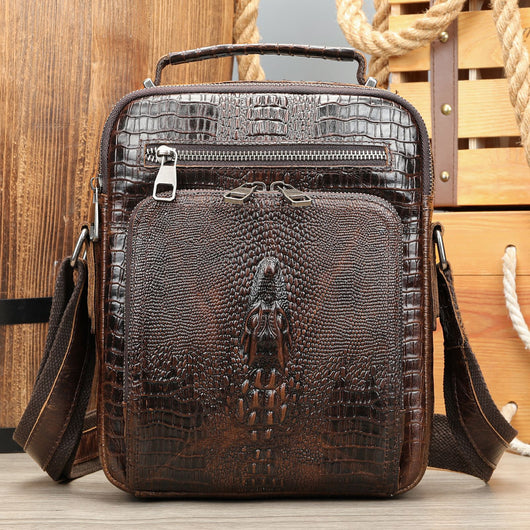 Bolsa Mensajero de Cuero Genuino Vintage Estilo Caballo Loco