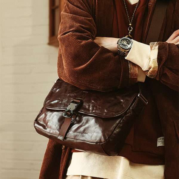 Bolso de Cuero para Hombre con Gran Capacidad y Correa Cruzada