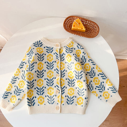 Cardigan Tejido Floral para Bebé - Romper Suéter Infantil - Image 2