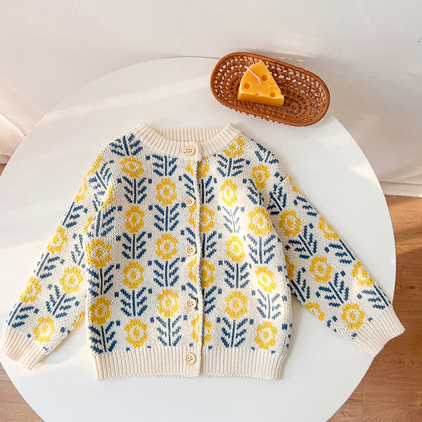 Cardigan Tejido Floral para Bebé - Romper Suéter Infantil
