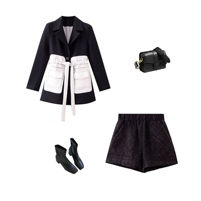 Blazer Negro Elegante para Mujer con Cintura Ajustable - Diseño Sofisticado y Versátil